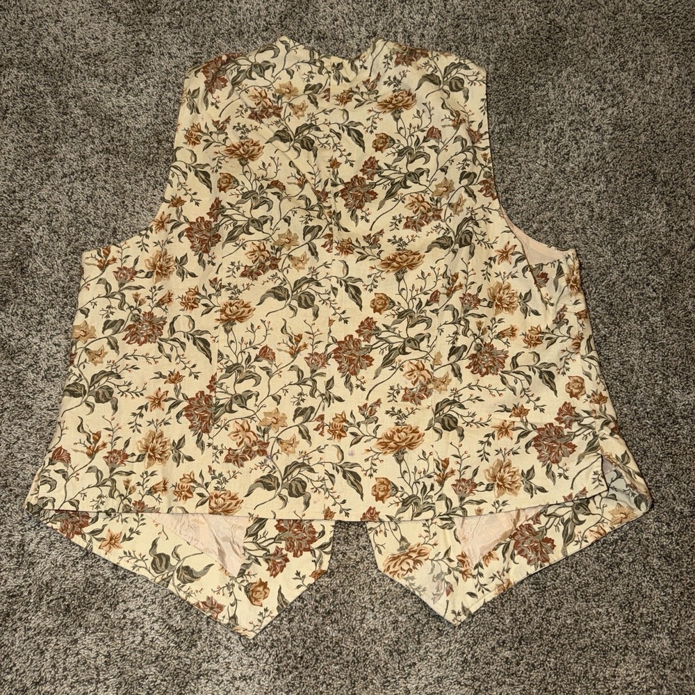 Vintage Raffaella 1X Linen Cotton Floral 2 Pc Set Vest Top Wide Leg Shorts - Picture 4 of 12